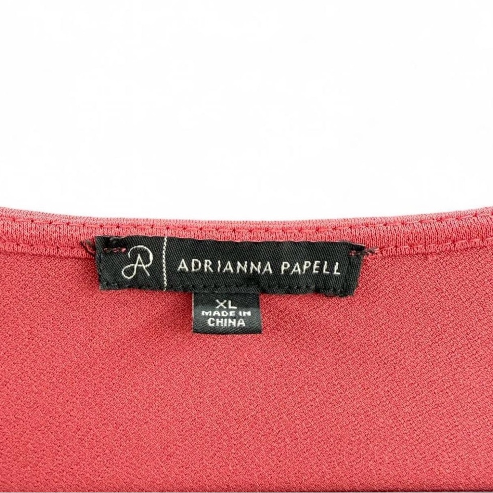 Adrianna Papell Coral Pink Sleeveless Blouse Pleated Shoulders Women’s Size XL - Picture 2 of 6